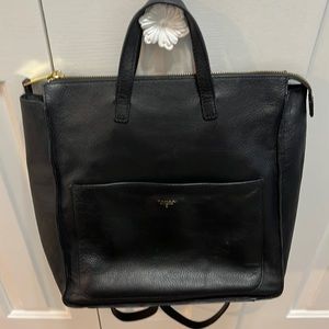 Tahari leather packpack purse black